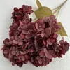 Decorative Flowers 6 Heads Retro Autumn Hydrangea Artificial Bouquet DIY Wedding Room Home Decoration Flower Arrangement Party Supplies Pho