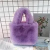 Abendtaschen Candy Farbe Damen Plüsch Schulter Schöne Kunstpelz Weibliche Tote Handtasche Tasche Winter Mode Lässig Damen Kleine Quadratische Handtaschen