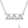 Anhänger Halsketten Trendy 0,18 ct D Farbe Moissanit Berg Halskette für Frauen 925 Sterling Silber 3 Stein Diamant Geburtstag Geschenkpendan Dhzrw