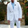 Men's Suits 2023 White Men For Wedding 2 Piece(Jacket Pant) Casual Stylish Party Fashion Groom Bridegroom Tuxedos Blazer