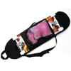 Borse da esterno Zaino da skateboard Pratica borsa a tracolla in chiffon nero Cinghia regolabile Borsa a rete Longboard Carry