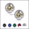 Stud Fashion Elegant Cubic Zirconia Earrings 11Mm Round 6 Colors Rhinestone Zircon For Women Girls Hypoallergenic Wedding Drop Deliv Ot8Xu