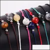 Link Chain 12Pcs/Sets Natural Stone Handmade Woven Charms Bracelets Bangles For Women Adjustable Rope Wristband Jewelry Children Bi Dhfx0