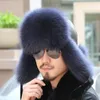 Boinas 2023 Inverno Real Sliver Fur Bomber Raccoon Hat Ushaka Russian Trapper Cap Man Ski Hats Caps masculino