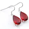 Dangle Lustre Grande Promotion Style Vintage Goutte D'eau Rouge Grenat Gemmes Sier Tone Déco Zircon Femmes Cadeau De Vacances Boucles D'oreilles Livrer Dh6Ym