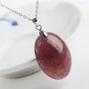 Подвесные ожерелья модная бусинка для женских ожерелья чары натуральный натуральный клубничный кварц кристалл