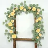 装飾的な花1.85m偽の牡丹ローズバイン人工ガーランドユーカリ吊り植物結婚式のアーチドアパーティーテーブル装飾