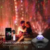 Night Lights Galaxy Light Sky Projector ledde romantisk projektionslampa Bluetooth-kompatibel USB-röstkontroll Musikspelare