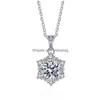 Autre Trendy 1 D Couleur Moissanite Snowflake Pendentif Collier Plaqué Or Blanc 925 Sterling Sier Charme Anniversaire Giftother Drop Deliv Dh8Ld