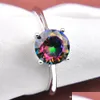 Solitaire Ring 10 Pieces Lot Luckyshine Rainbow Round Fire Mystic Topaz Gems 925 Sterling Sier Rings Russia American Australia Drop Dh5Mq