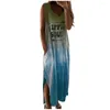 Camas femininas Tamas de tie-dye de letra de letra de letra de letra feminina Mulheres de verão Tops Casual Roupas 2023 decote em V Maxi com bolso