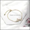 Charm Bracelets Jewelry Love Gift Cubic Zirconia Cz Butterfly Pulsera ajustable para mujer Gold Sier Fashion Party Wedding Bridal D Ottsi