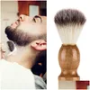 Bath Brushes Sponges Scrubbers Natural Wood Handle Beard Brush Men Shaving Soft Cleaning Nylon Facial Care Beauty Tools Drop Deli Dhv20