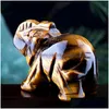 스톤 1.5 인치 천연 준 보석 코끼리 조각 장식 매력 로즈 쿼츠 치유 레이키 크리스탈 조각 공예 패션 드롭 델리 Dhadn