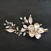 Haar sieraden slbridaal handgemaakte strass kristal zoetwaterparels bloem bruidsclips barettes bruiloft accessoires vrouwen