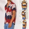 Мужские поло, мужские стильные рубашки, многоцветный топ с нагрудным карманом и коротким рукавом, свободная блузка с круглым краем, модная рубашка