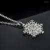 Pendant Necklaces Christmas Snowflake Crystal Charm Necklace Jewelry Gift Chain For Women Weding Party