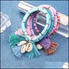Charm Bracelets Sell Colorf Tassel And Shell Charms Resin Beaded Bracelet Femme Handmade Boho For Women Diy Making Jewelry Gift Summ Otaqy