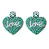 Hoop Earrings Handwoven Beaded Love And Heart Shaped Studs