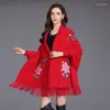 Scarves Fall Winter Knitted Ladies Jacquard Cape Flower Embroider Cozy Cashmere Pashmina Women Poncho Wraps Other Shawls