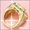 Cluster anneaux bijoux diamants classiques hommes anneau punk concepteur mariage rouge fl blanc cristalle rock luxe tendro mâle 3364 dro dhzxm