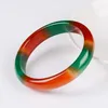 Bangle Certified Jade Bangles Natural Colorful Agate Armband Kvinnor Fina smycken Tillbehör äkta färgade jades damgåvor