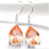 Dangle Chandelier Luckyshine 2 Pcs Lot Pear Shaped Morganite Garnet Citrine Earrings 925 Sterling Sier Plater Women Zircon Brand F Dh5Ah