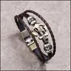 Очарование браслетов Mtilayer Мужчины повседневная модная кожа для женских браслет из деревянных бусинок панк -рок -ювелирные изделия.