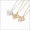 Pendant Necklaces Fashion Hand In Mom Crystal Love Heart Shape Gold Sier Chains For Women Mothers Day Jewelry Gift Drop Delivery Pend Otmpm