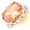 Solitaire Ring 5 Pcs 1 Lot Christmas Gift Oval Morganite Champagne 925 Sier Crystal Cubic Zirconia Weddings Jewelry Women Drop Delive Dh6Cl
