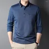 Men's Polos Brand Arrival Solid Color Pocket Long Sleeve Polo-Shirt Men Clothing Cotton Business Casual T-Shirt Homme Top Z5115