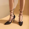 Zapatos de vestir Sandalias de tacón fino Punta estrecha Malla Slingback para mujeres Fiesta Bombas elegantes