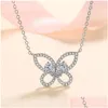 Andra trendiga S925 Sier Moissanite Butterly Necklace Women Jewelley D Color VVS1 0,82CT PASS DIAMOND MED GRA GIFTER ANDRA ANDRA DR DHNWL