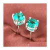 Orecchini rotondi unisex moda stud 10 paia gemma rossa verde gialla 925 sterling sier uk gioielli americani consegna drop drop Dhvgr