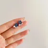Ryggar örhängen kunglig strass pärla vintage liten utsökt söt blå blommaklipp ingen piercing för kvinnliga barn flickor