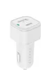 4Terra White Recycled ABS Car Charger and Cable10V Adapter with USB-A USB-C Ports with 5.4A