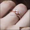 Band Rings Fashion Leaf Crystal Engagement Womens Horse Eye Shape Wedding Zircon For Women Sier Rose Gold Jewelry Gifts Drop Delivery Otps9