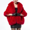 Scarves Luxury Fur Women Poncho Fluffy Shawl Evening Dress Wedding Banquet Plush Cape Coat Jackets