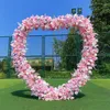 Party Decoration Wedding Heart Shaped Arch 2.0x2.0M Metal Birthday Background Decor DIY Garden Balloon Flower Stand Gold White