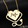 Pendant Necklaces Fashion Medical Stethoscope Necklace Stainless Steel I Love You Heart Jewelry For Nurse Doctor Gift Drop Delivery P Otnzb