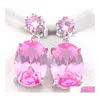 Charme Pour Femmes Bijoux Boucles D'oreilles Luckyshine 925 Sterling Sier Plaqué Rose Kunzite Gems Mariages Engagemets Boucle D'oreille Zircon Drop Delive Dhfkj