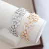 Bangle elegancka cyrkon bransoletka bransoletka biżuteria dla kobiet luksusowe akcesoria ślubne kryształowy kwiat biżuteria urodzinowa