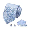Neck Tie Set Business For Men Silk Ties Dots Ntralte Plaid Cufflinks Wedding Fashion Accessoires 145 cm Drop Delivery OTQD2