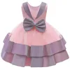 Flicka klänningar flickas baby klänning för tutu rygglös söt båge 1 år födelsedag spädbarn fest slitage dop småbarn rosa prinsessan klänning