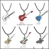 Pendentif Colliers De Mode En Acier Inoxydable Guitare Collier Pour Hommes Pendentifs En Cuir Chaîne Mâle Drop Delivery Bijoux Otyr7