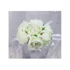 装飾的な花の女の子花嫁の花嫁介添人の結婚式手首の花のコサージパーティープロムシャンパンアイボリーハンドウェッド装飾アクセサリー