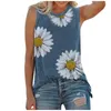 Women's Tanks Women Loose Tank Top Adults Casual Sleeveless Sunflower Print Round Neck Pullover Green Black Khaki Red Blue S M L XL