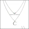 Pendant Necklaces Mti Layered Crystal Crescent Choker Moon Star Pendants Necklace For Elegant Women Girls Wholesale Fashion Accessor Otwsi