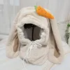 Berets 2 In1 Cute Carrot Windproof Hood Balaclavas Long Ears Plush Lei Feng Hat For Halloween Xmas Year Thanksgiving T8DE