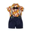 Kledingsets baby Baby spullen jongens dier gedrukte shirts vlinderdas Romper Boy zomerkleding geboren herenpakken